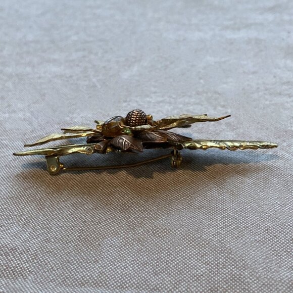 Stunning Cara Stimmel Ltd, Leaf Brooch, Autumnal, Mixed Metals w/ Beads, Vintage - Picture 10 of 11